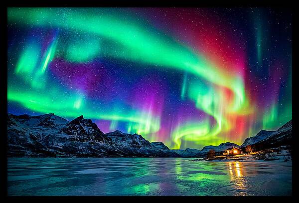 Auroras Above Tornetrask Lake 1