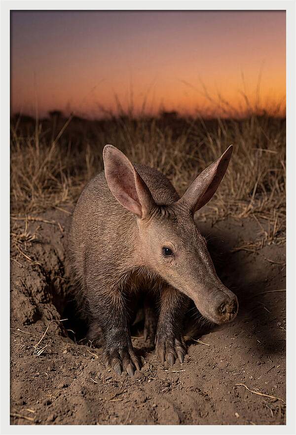 Aardvark Emerging At Dusk