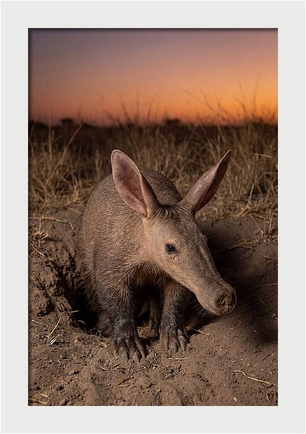 Aardvark Emerging At Dusk