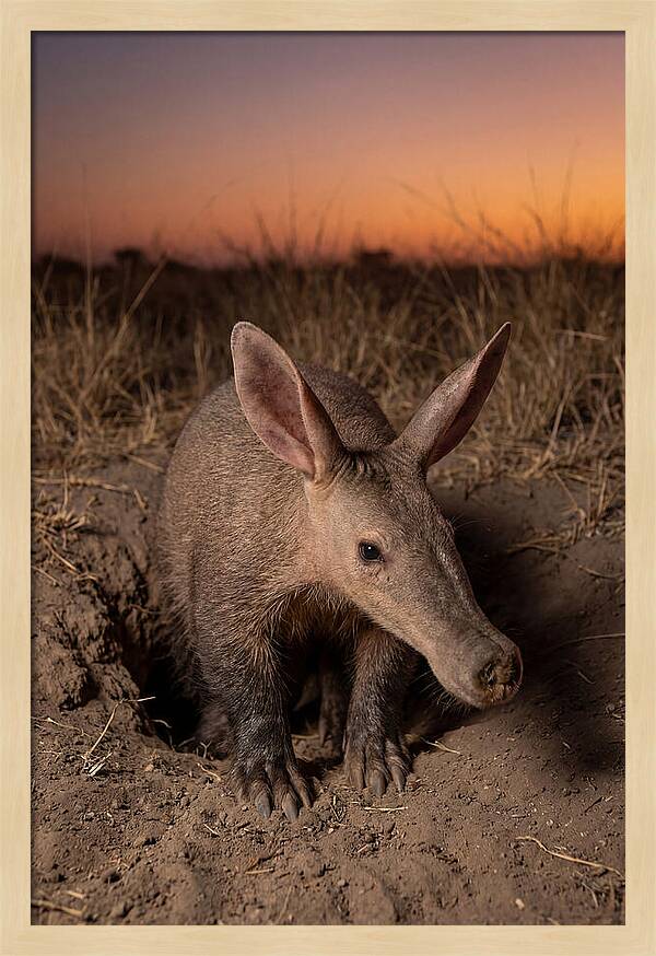 Aardvark Emerging At Dusk