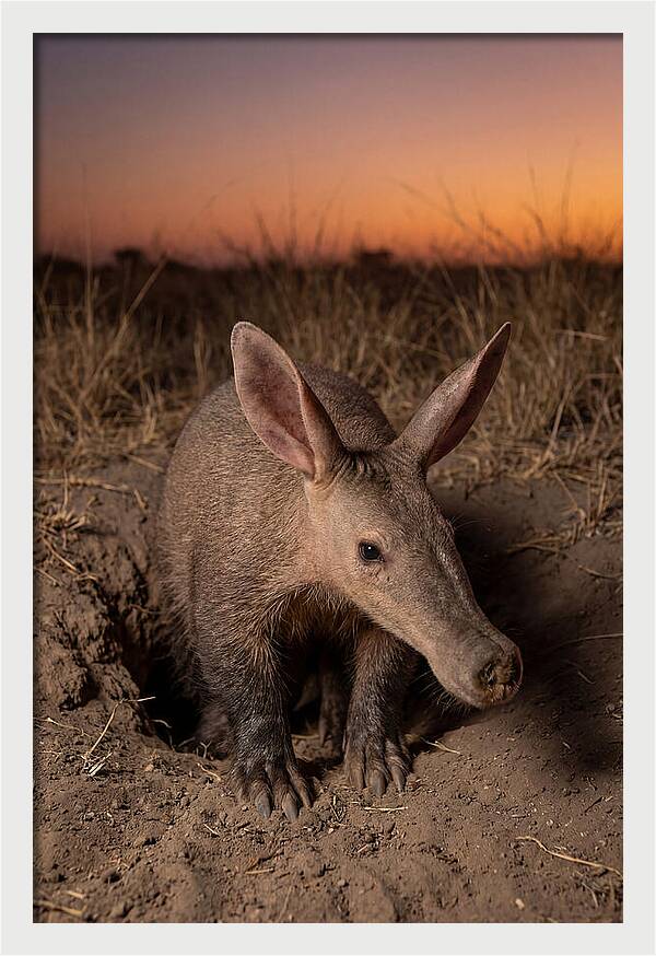Aardvark Emerging At Dusk