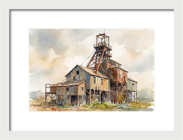Abandoned Mine Structure In Watercolor