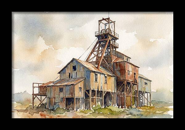 Abandoned Mine Structure In Watercolor