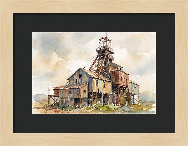Abandoned Mine Structure In Watercolor