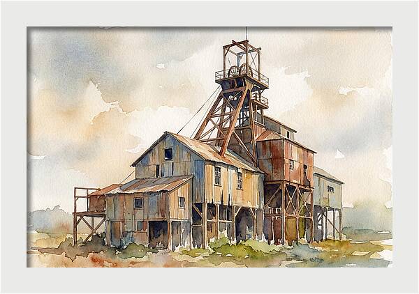 Abandoned Mine Structure In Watercolor