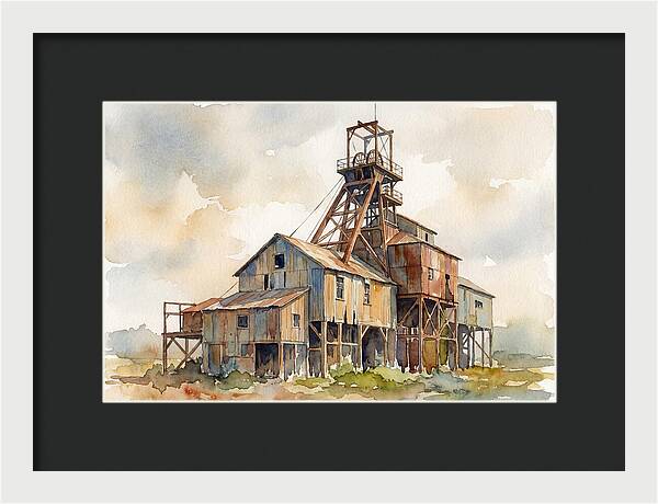 Abandoned Mine Structure In Watercolor