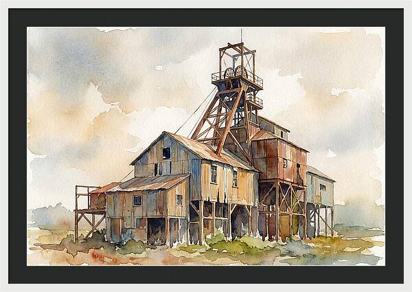 Abandoned Mine Structure In Watercolor