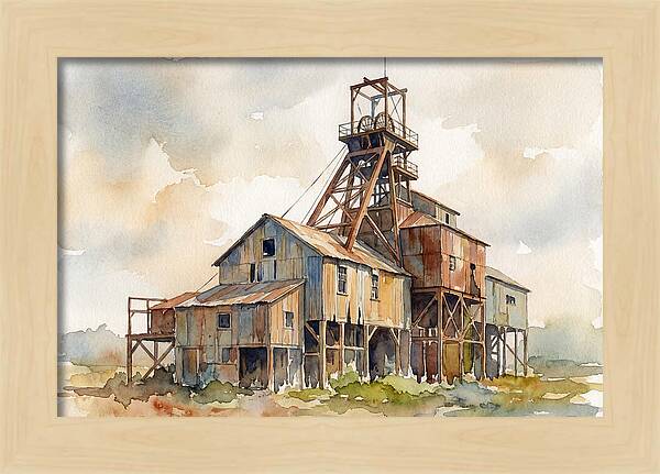 Abandoned Mine Structure In Watercolor