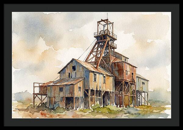 Abandoned Mine Structure In Watercolor
