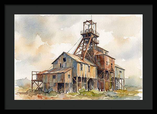 Abandoned Mine Structure In Watercolor