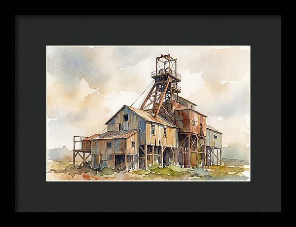 Abandoned Mine Structure In Watercolor