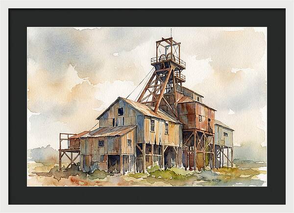 Abandoned Mine Structure In Watercolor