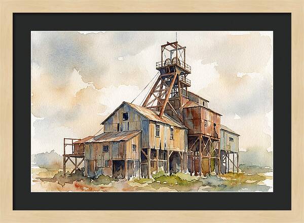 Abandoned Mine Structure In Watercolor