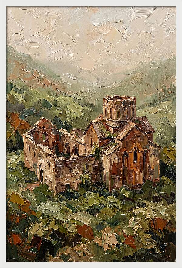 Abandoned Monastery In Green Valley