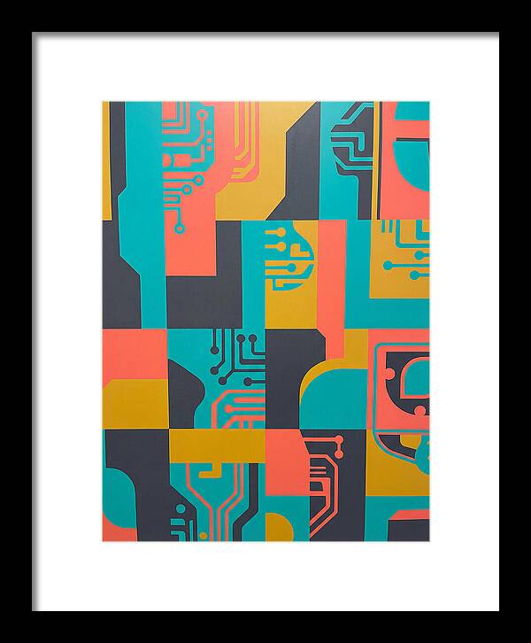 Abstract Circuit Patterns In Bold Colors