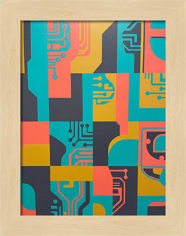 Abstract Circuit Patterns In Bold Colors