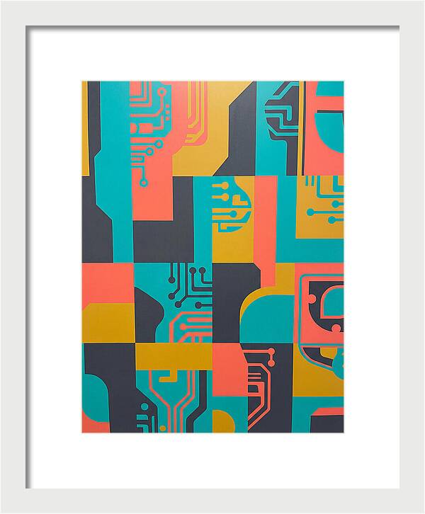 Abstract Circuit Patterns In Bold Colors