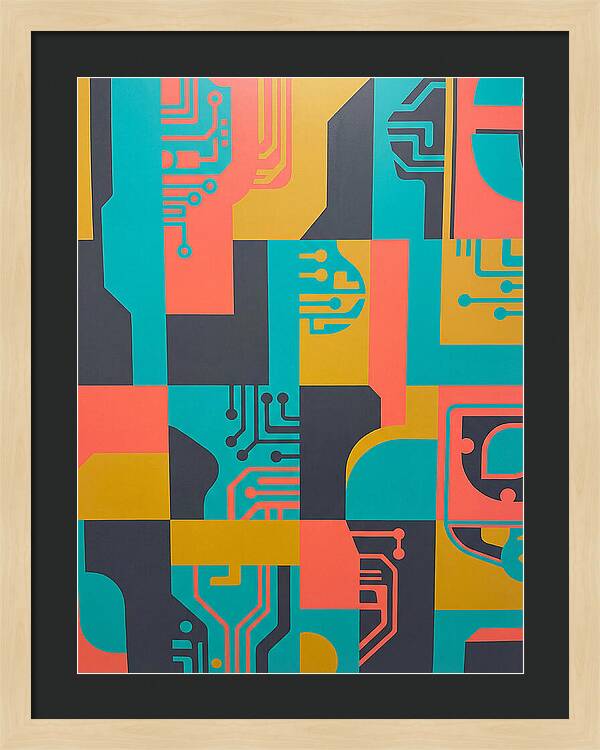 Abstract Circuit Patterns In Bold Colors