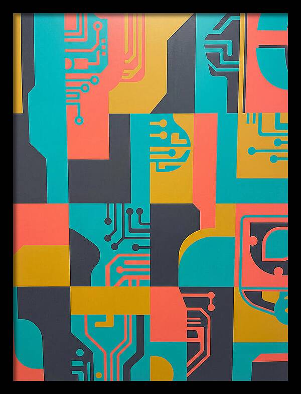 Abstract Circuit Patterns In Bold Colors
