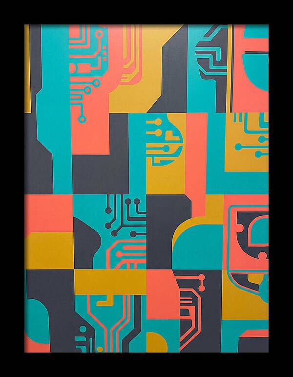 Abstract Circuit Patterns In Bold Colors