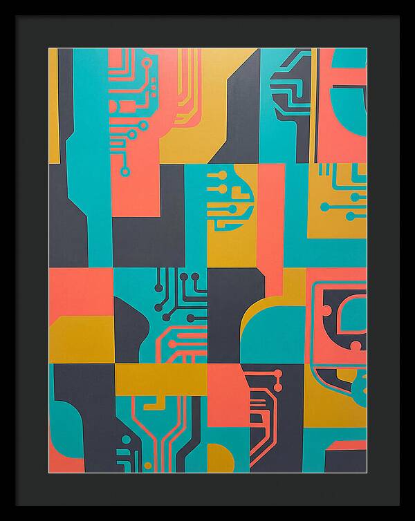 Abstract Circuit Patterns In Bold Colors