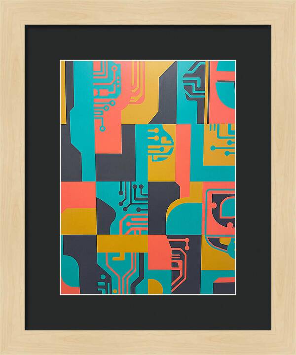 Abstract Circuit Patterns In Bold Colors