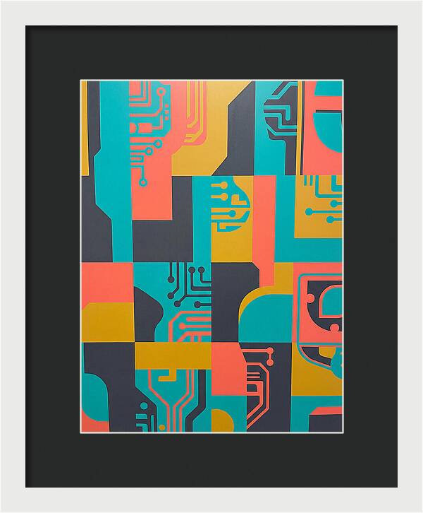 Abstract Circuit Patterns In Bold Colors