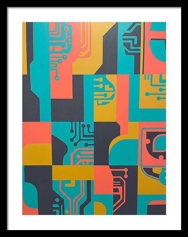 Abstract Circuit Patterns In Bold Colors