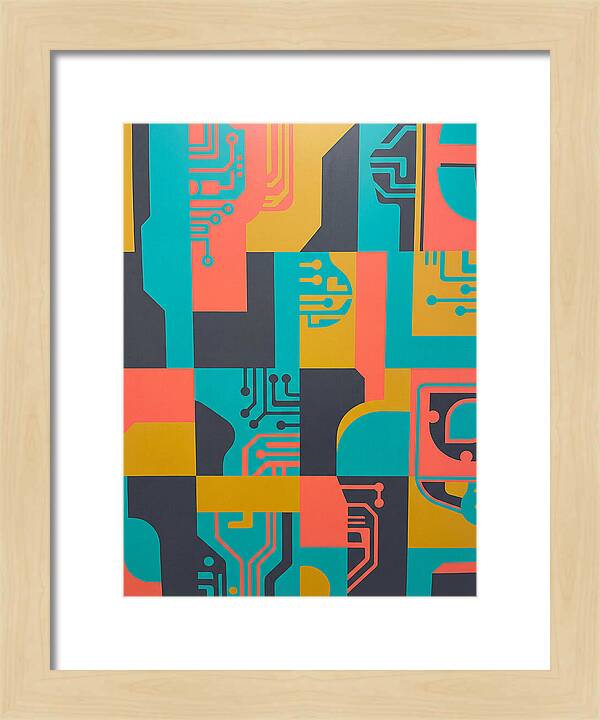 Abstract Circuit Patterns In Bold Colors