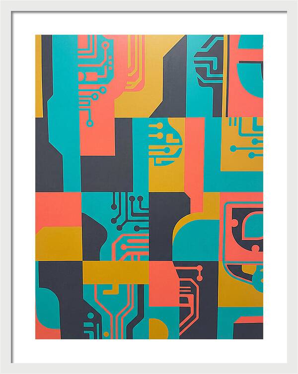 Abstract Circuit Patterns In Bold Colors