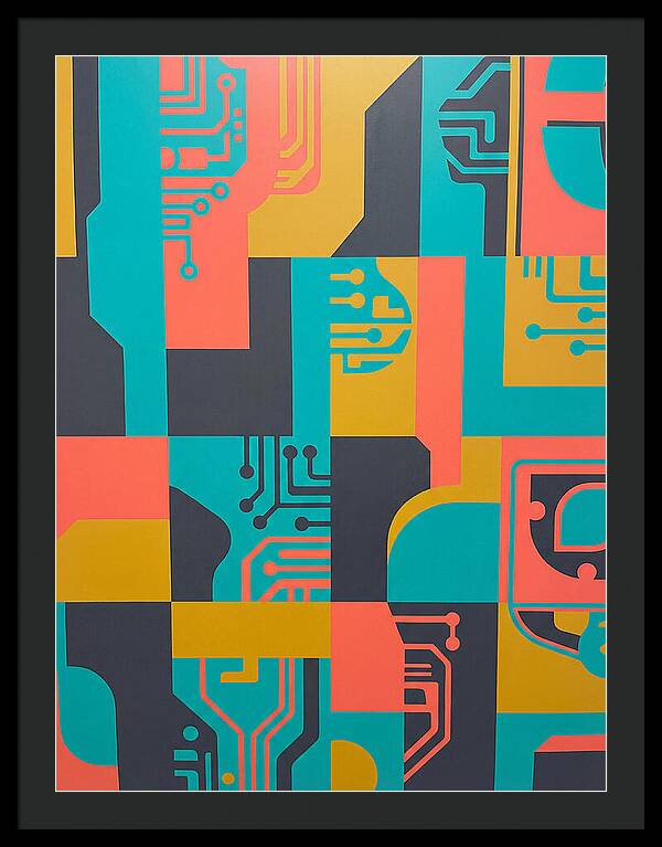 Abstract Circuit Patterns In Bold Colors