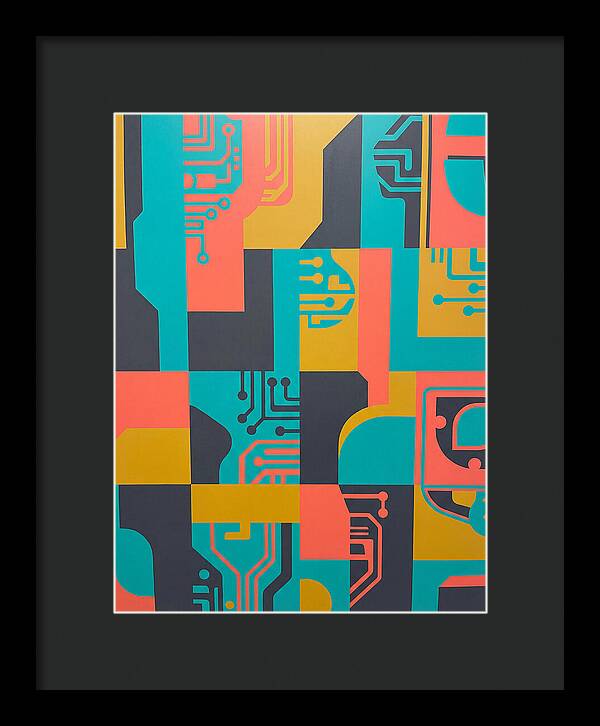 Abstract Circuit Patterns In Bold Colors