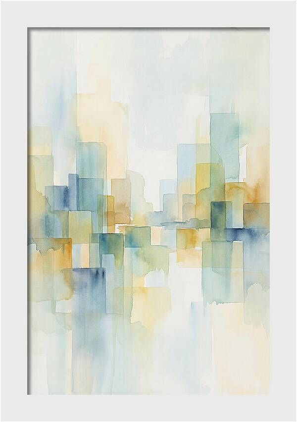 Abstract Cityscape In Geometric Blocks
