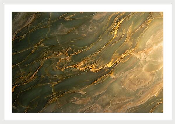 Abstract Gold Veins On Green