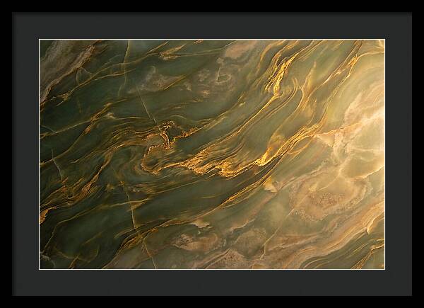 Abstract Gold Veins On Green