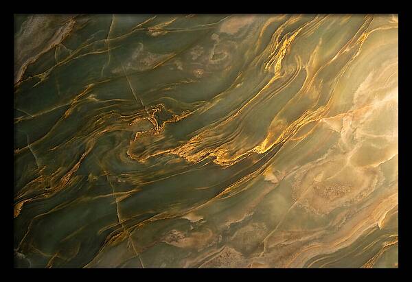 Abstract Gold Veins On Green