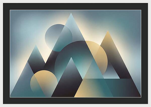 Abstract Mountain Layers In Misty Blue