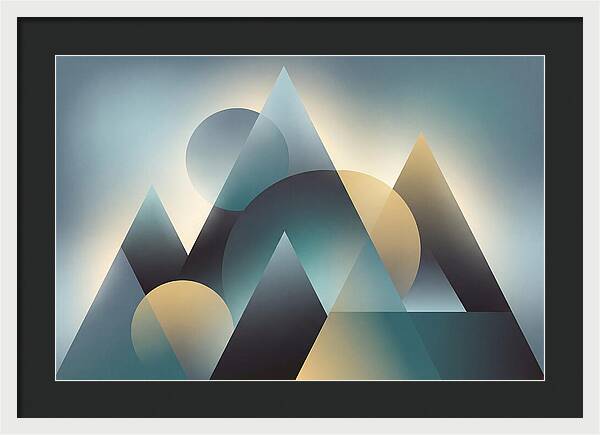 Abstract Mountain Layers In Misty Blue
