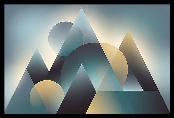 Abstract Mountain Layers In Misty Blue