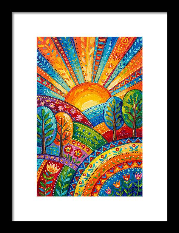 Abstract Sunrise Over Colorful Hills