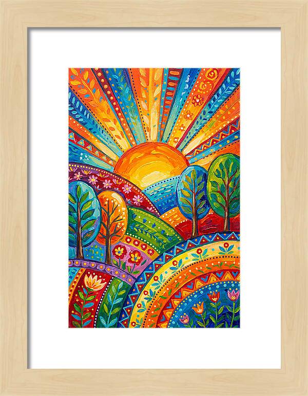 Abstract Sunrise Over Colorful Hills