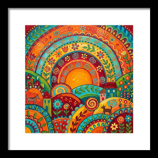 Abstract Sunset Over Folk Landscape