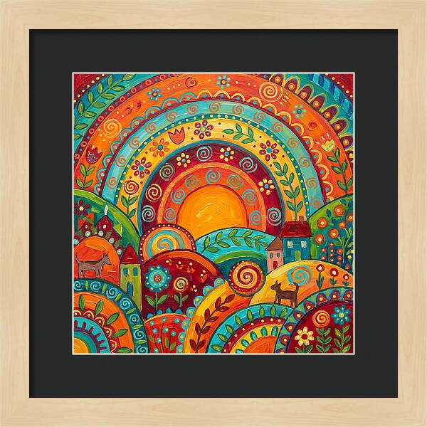 Abstract Sunset Over Folk Landscape