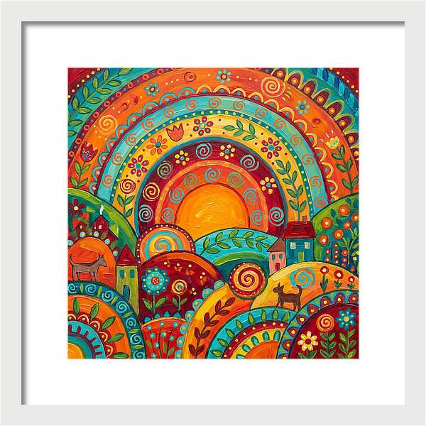 Abstract Sunset Over Folk Landscape