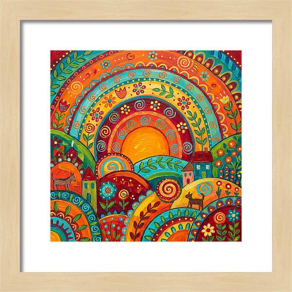 Abstract Sunset Over Folk Landscape