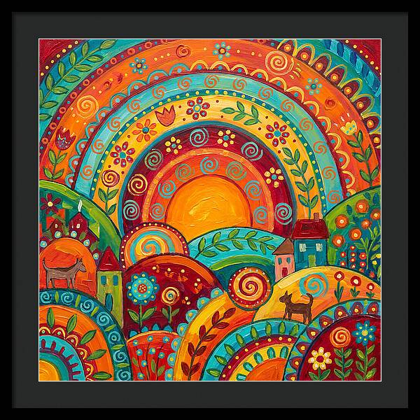 Abstract Sunset Over Folk Landscape