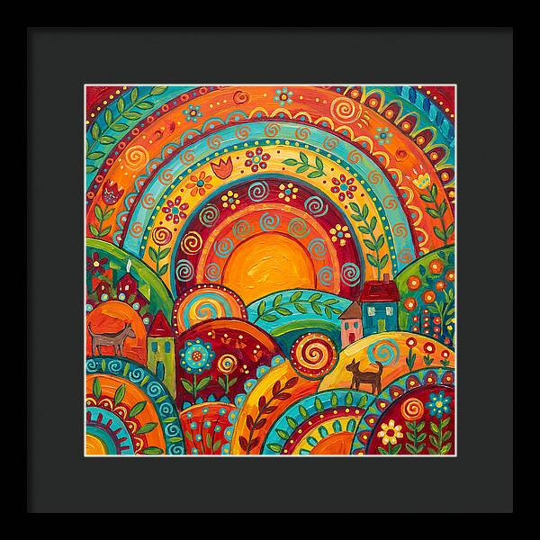 Abstract Sunset Over Folk Landscape