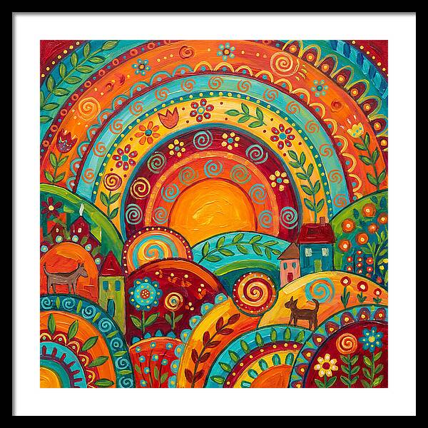 Abstract Sunset Over Folk Landscape