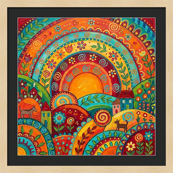 Abstract Sunset Over Folk Landscape