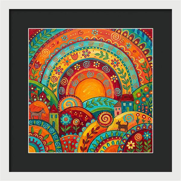 Abstract Sunset Over Folk Landscape